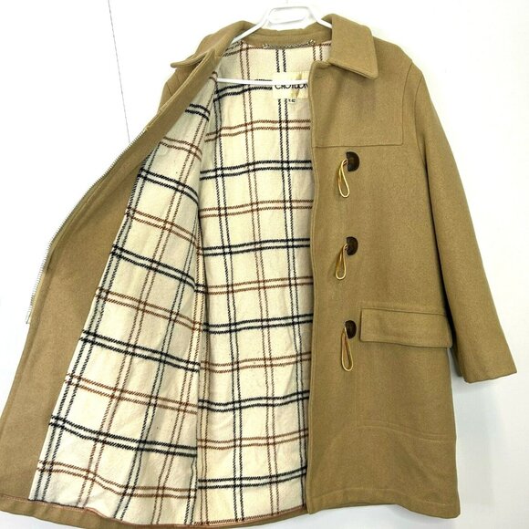 Vintage Duffle Coat Mens Size Large Wool Toggle Tan Winter Overcoat Croydon - Picture 3 of 4